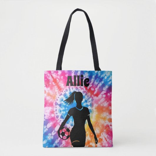 Tote Bag Fille de football Personnalisé Cravate-Dye Rainbow (Devant)
