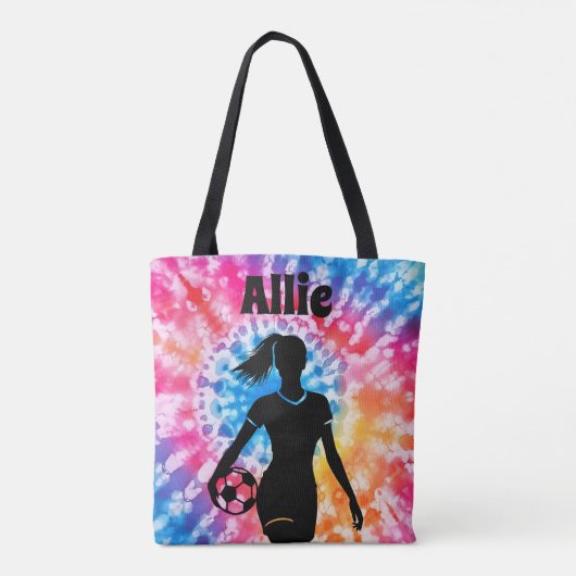 Tote Bag Fille de football Personnalisé Cravate-Dye Rainbow (Dos)