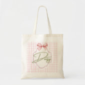 Tote Bag Fille de la marguerite personnalisée Bow&En vichy (Devant)