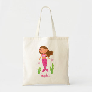 Tote Bag Fille de la sirène Peau moyenne, cheveux Brown l