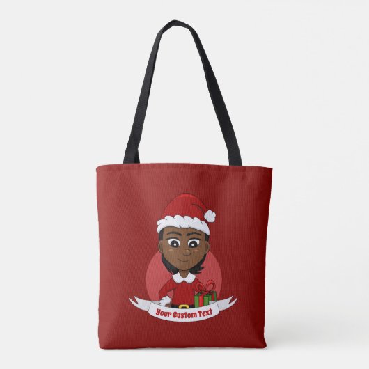 Tote Bag Fille de Noël afro-américaine aux cheveux courts (Dos)
