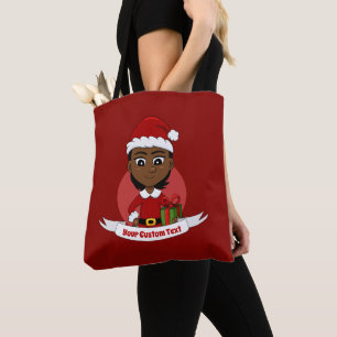 Tote Bag Fille de Noël afro-américaine aux cheveux courts