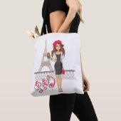 Tote Bag Fille de Paris de mode peinte à la main (De près)