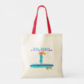 Tote Bag Fille de planche de paddle debout illustrée avec c (Dos)