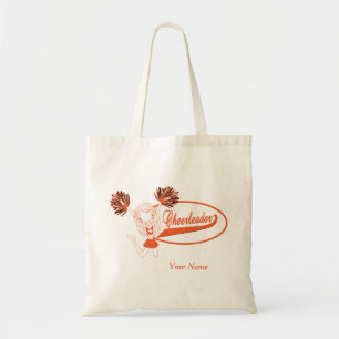 Tote Bag Fille de pom-pom girl en silhouette orange