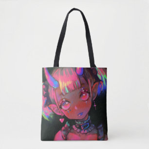 Tote Bag Fille Démon Kawaii Néon Goth Pastel