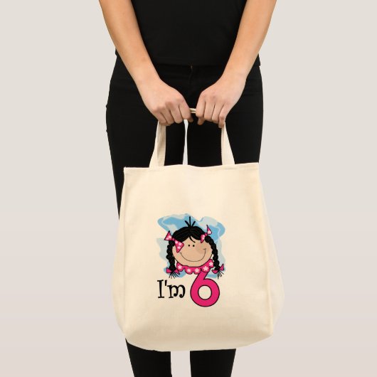 Tote Bag Fille d'une chevelure noire j'ai six ans (Devant (produit))
