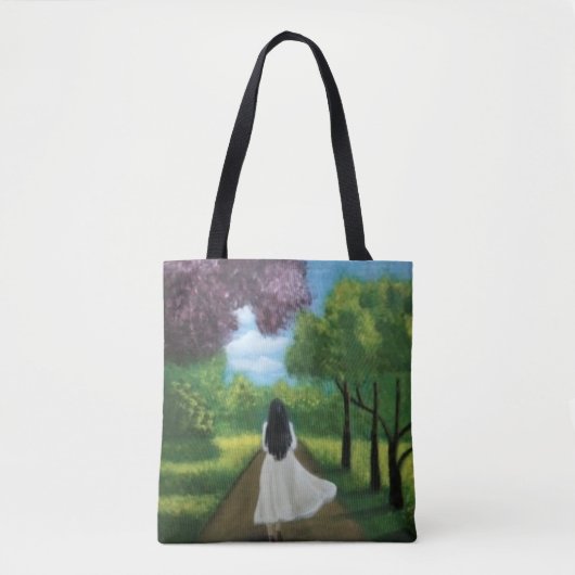 Tote Bag Fille en robe blanche (Devant)