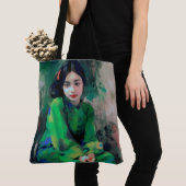 Tote Bag Fille en robe verte (De près)