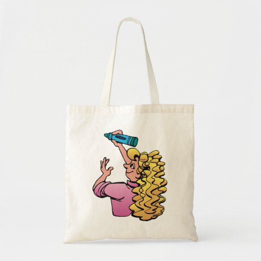 Tote Bag Fille enjouée avec crayon (Devant)