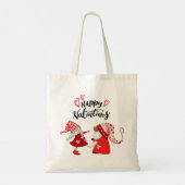 Tote Bag Fille et un garçon gnome Happy Valentines texte (Dos)