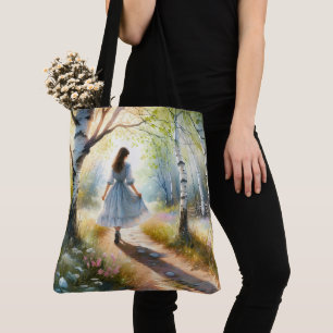 Tote Bag Fille Fantaisiste Dançant à Travers une Forêt de B
