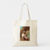 Tote Bag fille flapper en violet avec un éventail (Dos)