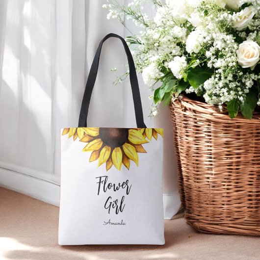 Tote Bag Fille Fleur Mariage Tournesol    