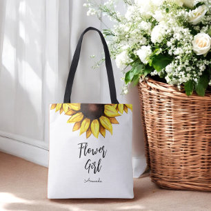 Tote Bag Fille Fleur Tournesol Mariage