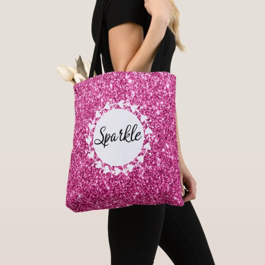 Tote Bag Fille & Glam Hot rose Parties scintillant Étincell (De près)