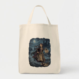 Tote Bag Fille Médiévale Fantastique Gothique Lanterne Chât