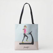 Tote Bag Fille mignonne en cours / Jogging Illustration & N (Devant)