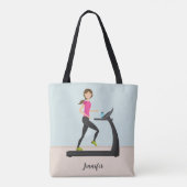 Tote Bag Fille mignonne en cours / Jogging Illustration & N (Dos)