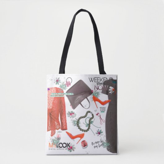 Tote Bag Fille Mode Chic Vêtements Stylish Threads Art (Devant)
