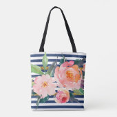 Tote Bag Fille Moderne Chic Fleurs Aquarelles - Grilles (Dos)