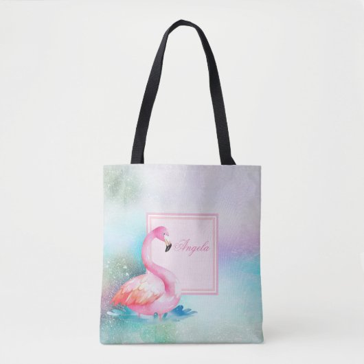 Tote Bag Fille moderne coloré, Flamants roses adorables (Devant)