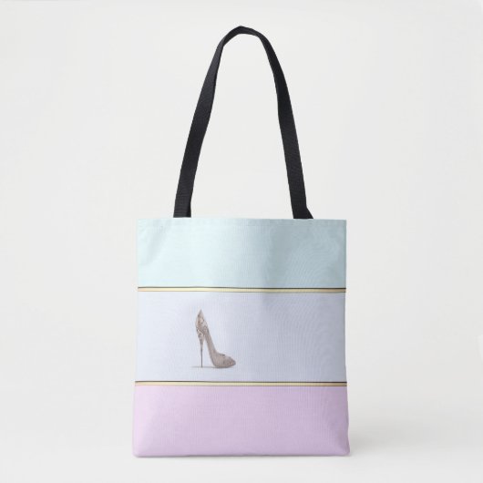 Tote Bag Fille moderne rayée, Ombre, talon haut (Devant)