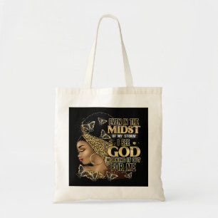 Tote Bag Fille Noire En Plein Tempête Afro Femme Christ