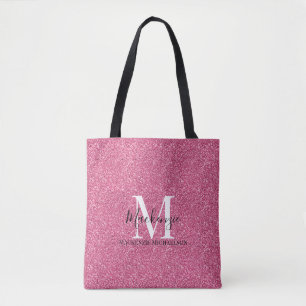 Tote Bag Fille Parties scintillant rose Nom du monogramme