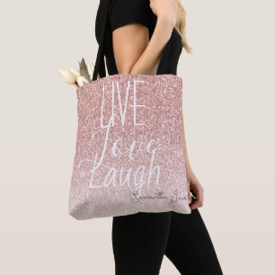 Tote Bag Fille Parties scintillant rose Vivre Amour Rire Mo