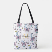 Tote Bag Fille Personnalisée Mignon Arc Nom Lunes Blanc (Dos)