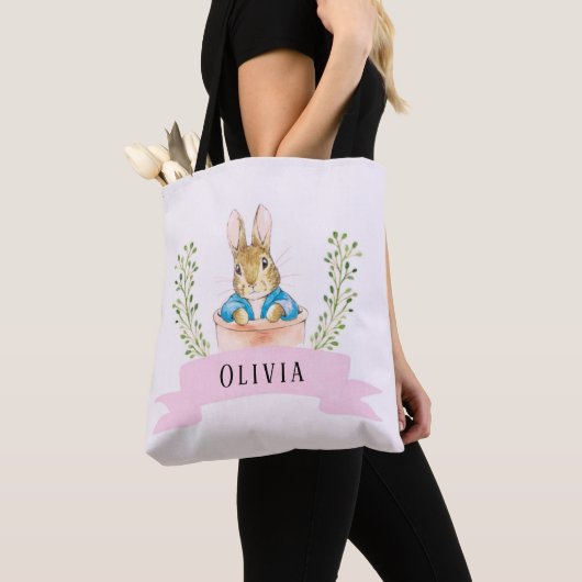 Tote Bag Fille Peter Rabbit Coutume rose (De près)