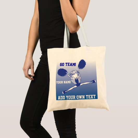 Tote Bag Fille Pom-pom girl en silhouette bleu foncé (Devant (produit))