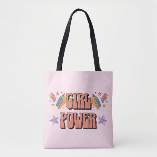 Tote Bag Fille Power conception de texte avec étoiles (Devant)