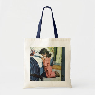 Tote Bag Fille priant à l'heure du coucher, la prière du Se