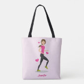 Tote Bag Fille Qui Aime Exécuter L'Illustration Avec Le Nom (Dos)