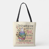 Tote Bag Fille qui aime les livres et les chats (Dos)