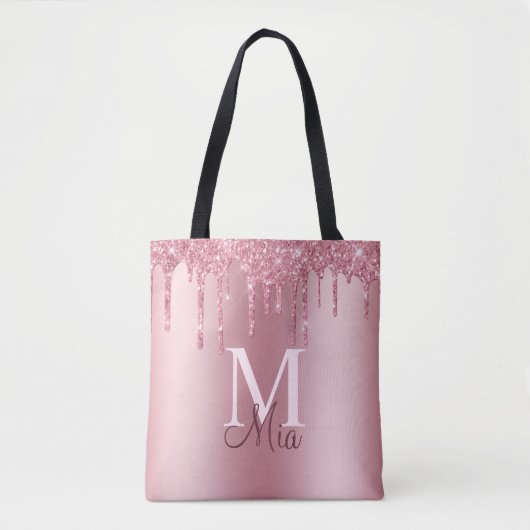 Tote Bag Fille Rose Blush Parties scintillant Drivers Monog (Devant)