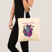 Tote Bag Fille rose et violette Fantôme avec Bw Trick ou Tr (Devant (produit))