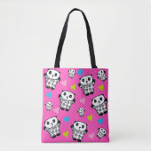 Tote Bag Fille rose moderne mignonne Kawaii Panda Coeurs d' (Devant)