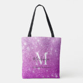 Tote Bag Fille rose Ombre Parties scintillant Nom du monogr (Dos)