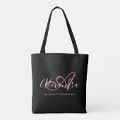 Tote Bag Fille Rose or élégant nom de script Monogramme (Dos)