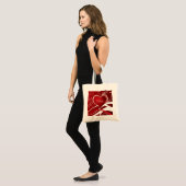 Tote Bag Fille Rouge & Blanc Coeur Abstrait Et Fleurs Flora (Devant (modèle))