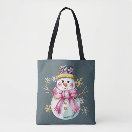 Tote Bag Fille Snowman hiver vacances Noël mignonne (Devant)