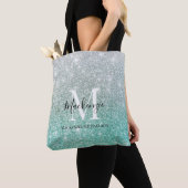 Tote Bag Fille vert argent Ombre Parties scintillant Nom du (De près)