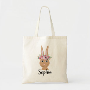 Tote Bag Filles adorables Lapin de Pâques lapin et nom