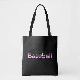 Tote Bag Filles Baseball - Typographie Géométrique Rose