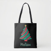 Tote Bag Filles d'arbre de Noël Nom Black Shopping (Devant)