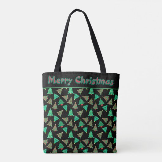 Tote Bag Filles d'arbre de Noël Nom Black Shopping (Dos)
