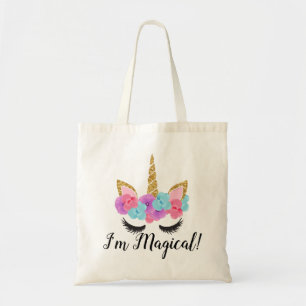Tote Bag Filles magiques de licorne d'or de fleurs